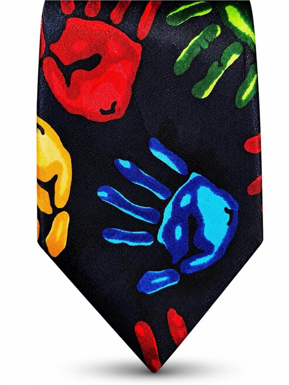 Black Tie with Colorful Handprint Pattern